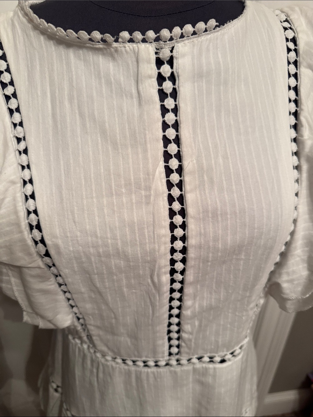White Ruffled Embroidered Summer Dress - Picture 5 of 12